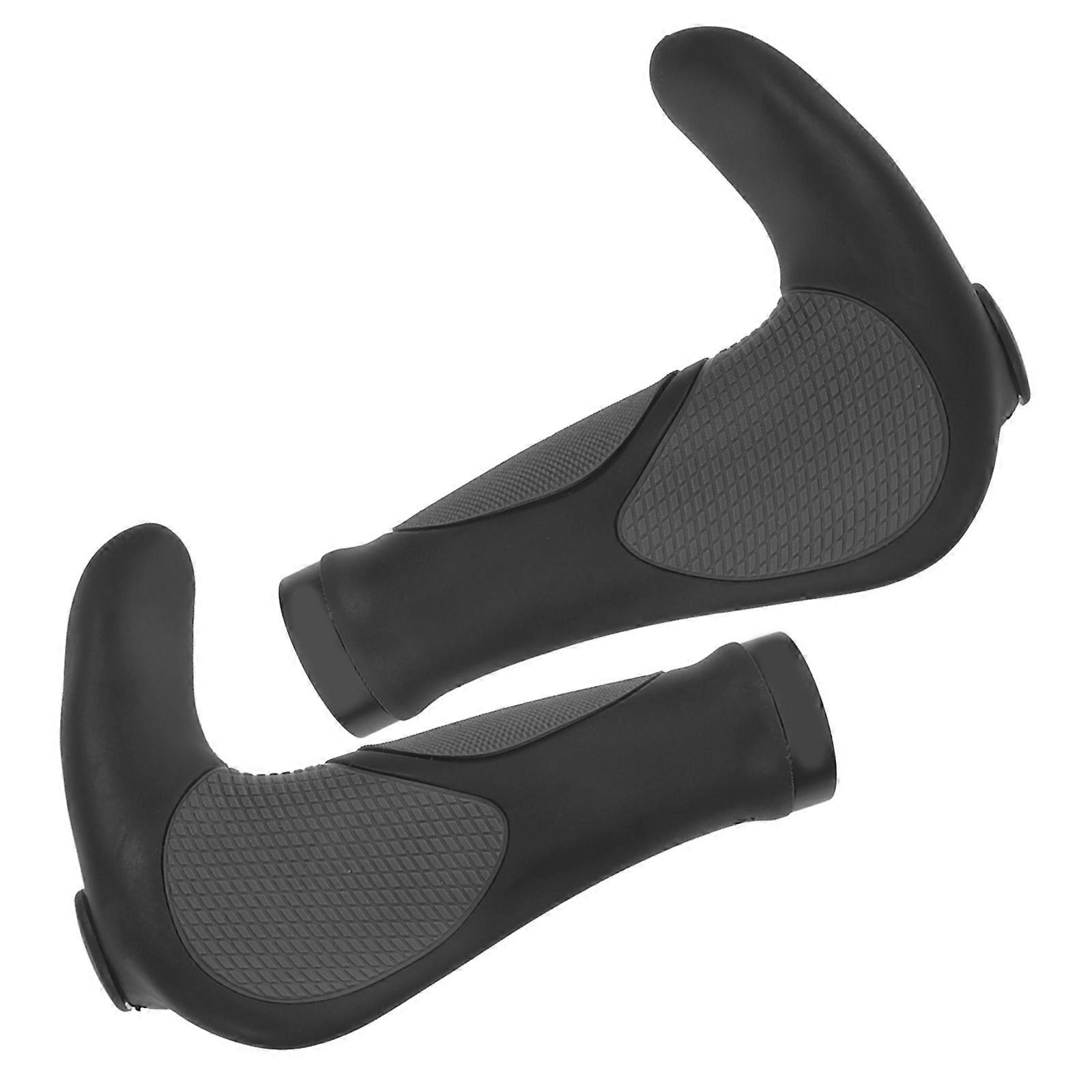 Universal Bike Handlebar Grips Non-slip Cover Sleeve Black TPR Rubber Aluminum Alloy