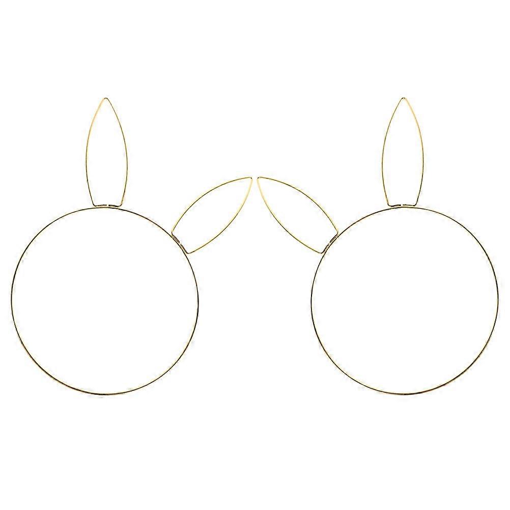 Golden Metal Bunny Head Wreath Frame for DIY Crafting with Iron Material 2pcs