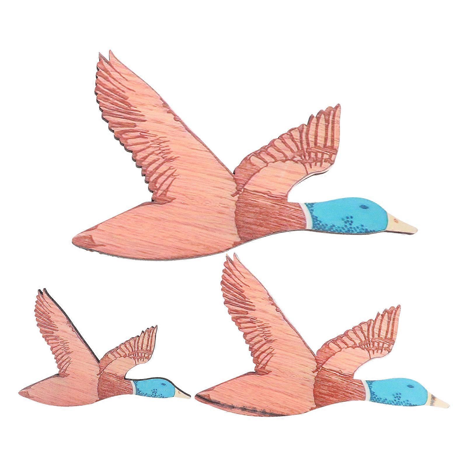 Rustic Duck Wall Art Decor for Home Decoration with Synthetic Material Multi Color 3 Pieces