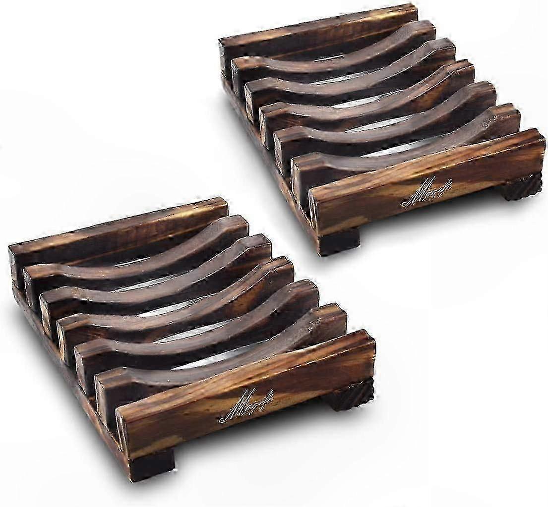 Natural Rectangular Wooden Soap Dish Holder for Bathroom Use