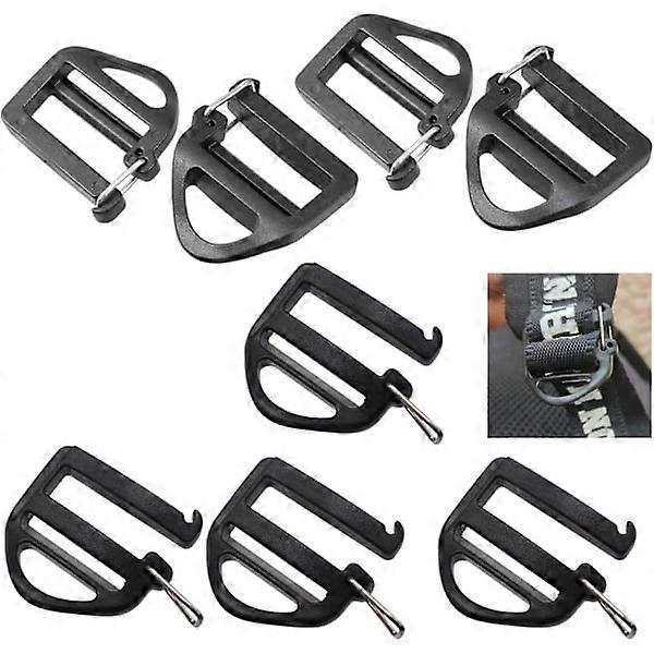 8-pack Webbing Hook Clip 25mm 1'' Strap Spool with Open Lock End, Tension Latches, 3.5×3.5×0.5cm