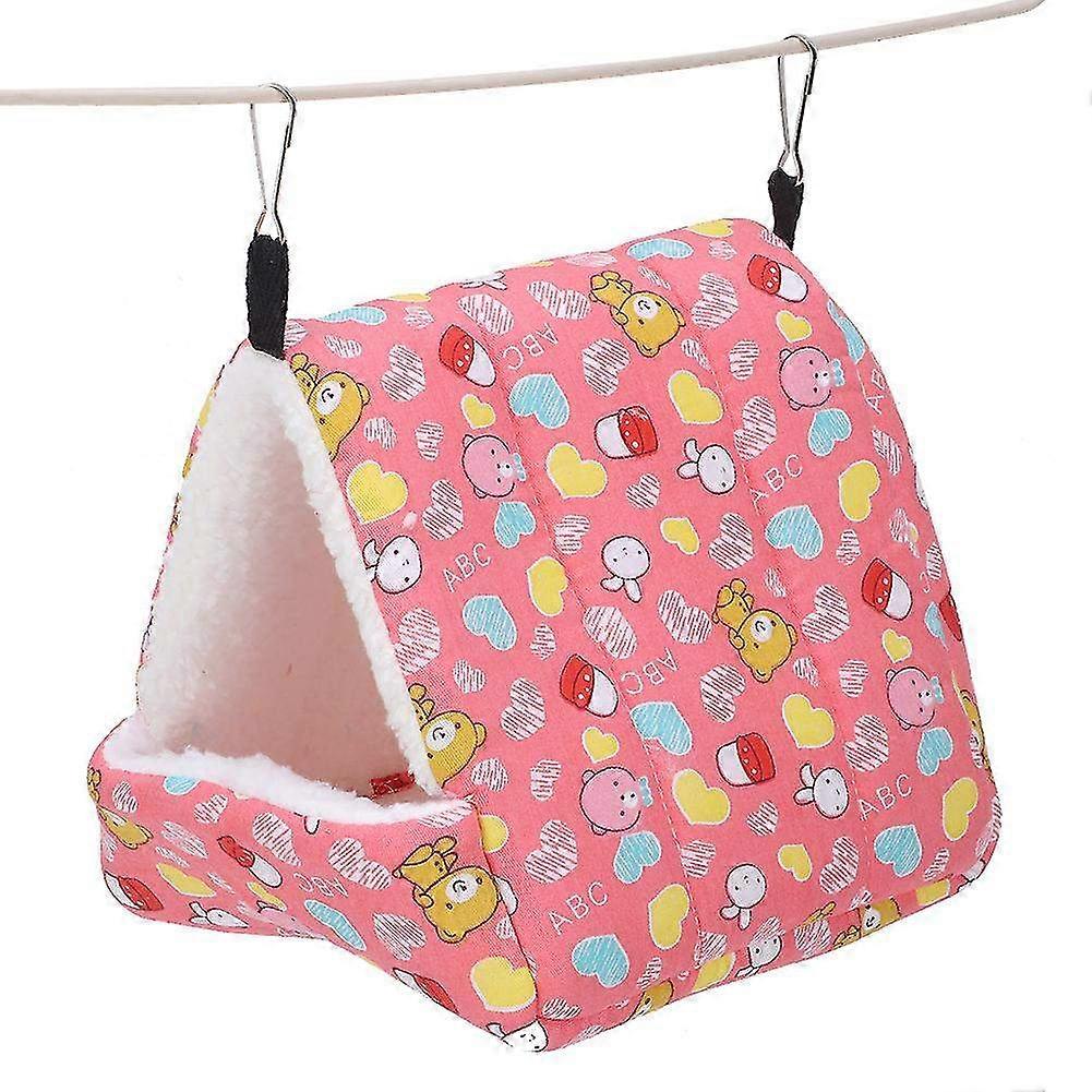 Pink Winter Warm Hanging Hammock Nest for Small Pets - Cozy Bed for Hamsters, Squirrels, Sugar Gliders, Rabbits & Guinea Pigs