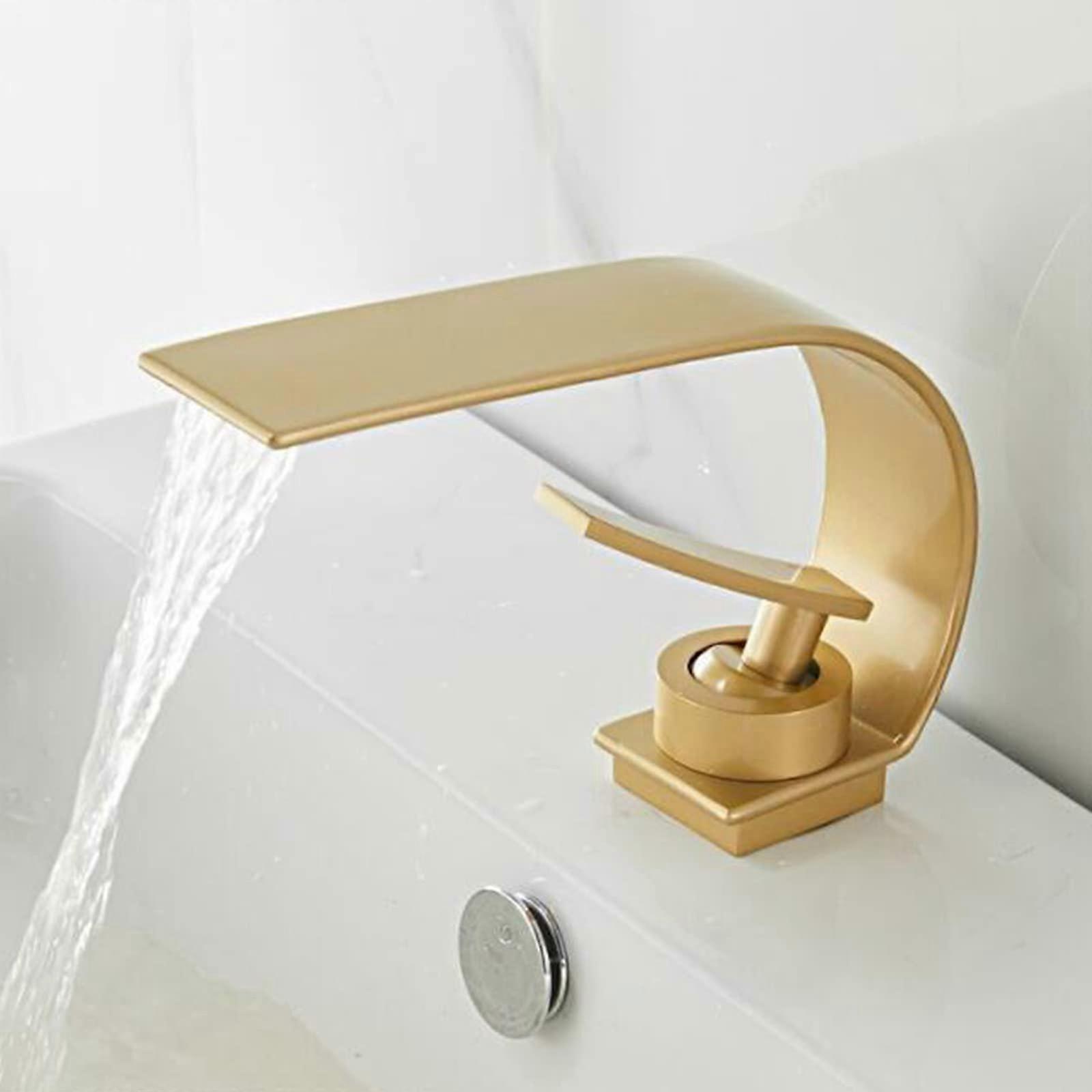 Basin Faucets Brass Waterfall Spout Hot And Cold Single Hole Bathroom Faucet Model D