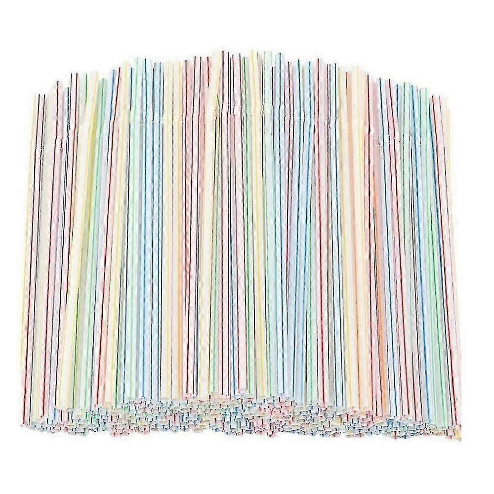 500pcs Plastic Drinking Straws 8 Inches Long Multi-Colored Striped Bedable