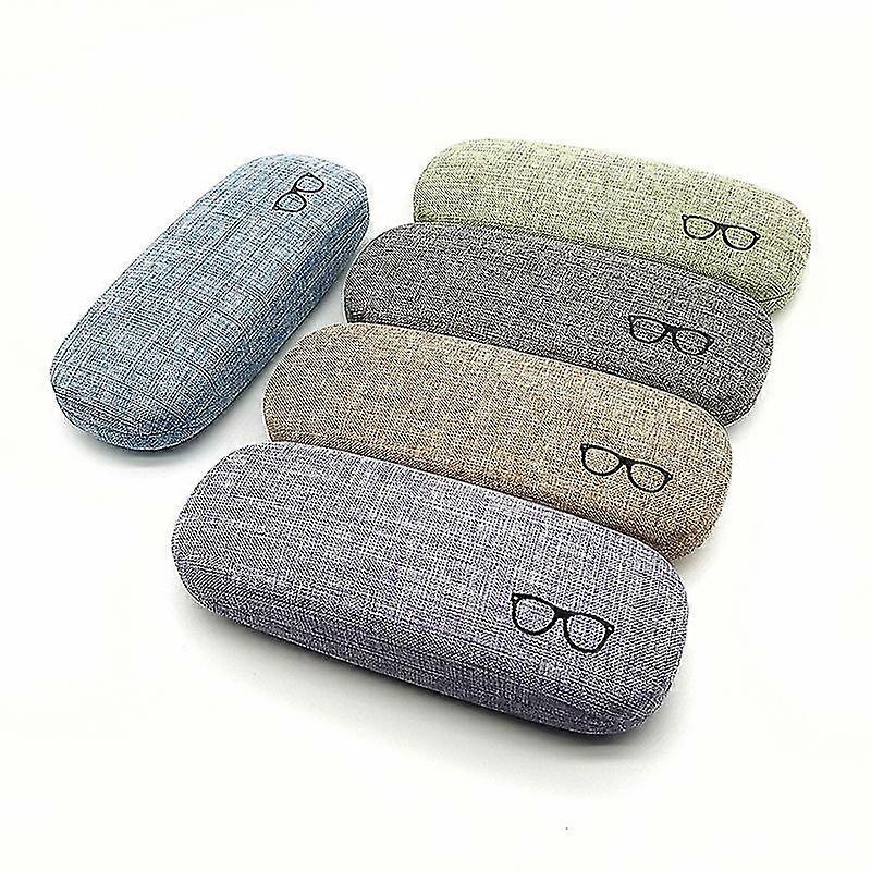 2025 5 Pcs Linen Canvas Hard Glasses Cases, Sunglasses Protective Box With 5 Glasses Cloth (5 Colors)