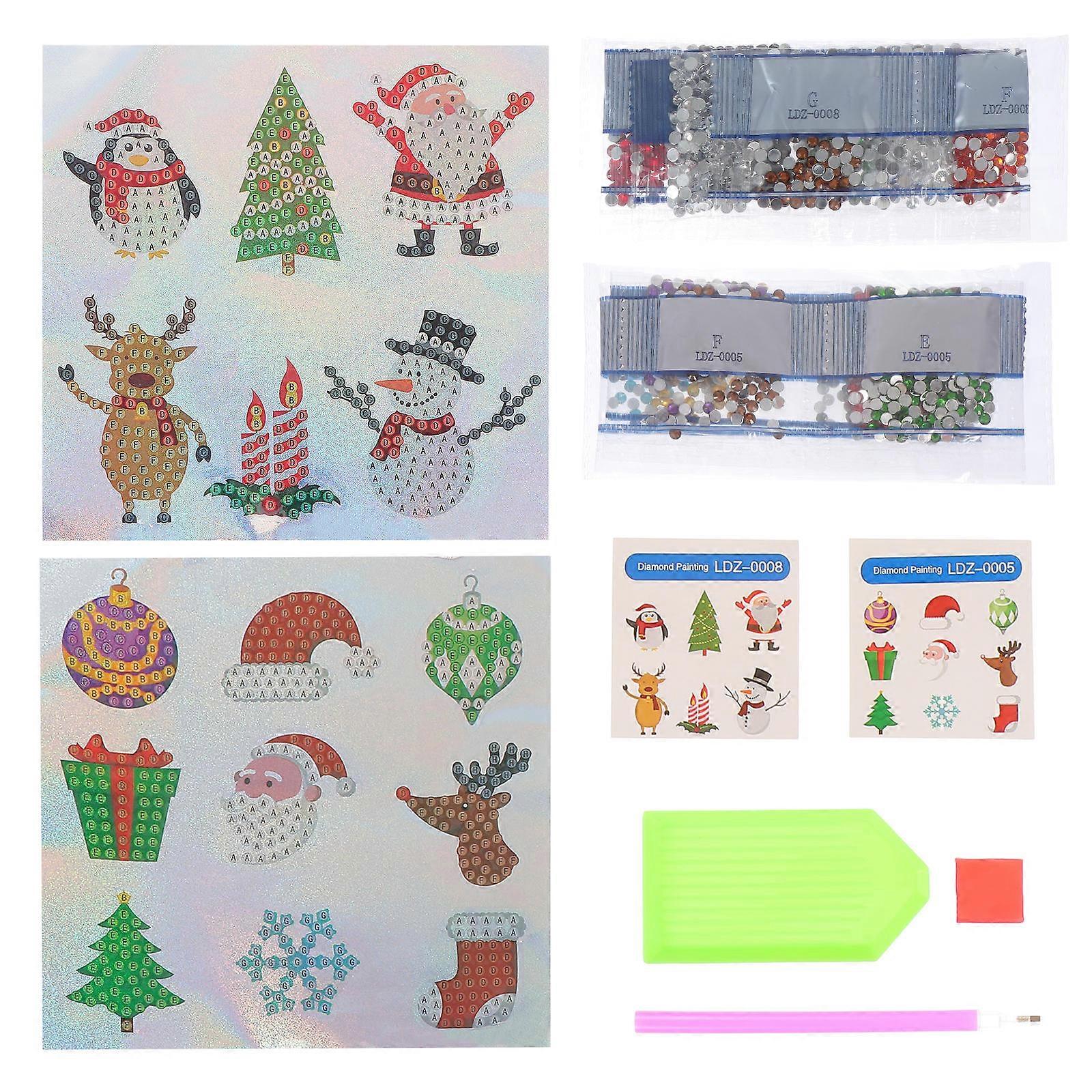 Sticker Gems 1 Set Christmas Style DIY Diamond Picture Stickers For Kids Crafting Various Shapes Festive Handicraft Decorations