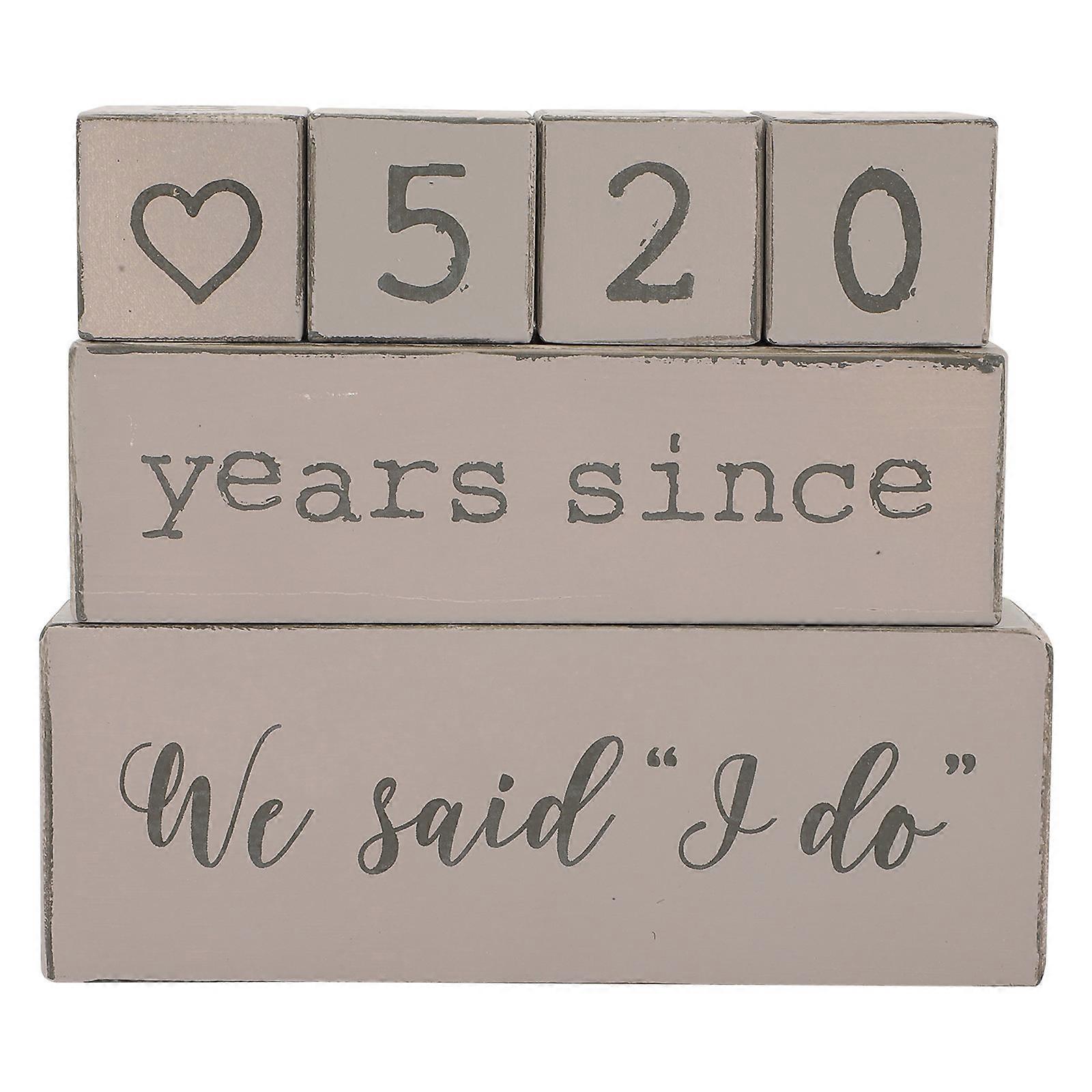 Engagement Countdown Calendar Wedding Day Countdown Blocks Home and Office Use Light Grey Wood 1 Set
