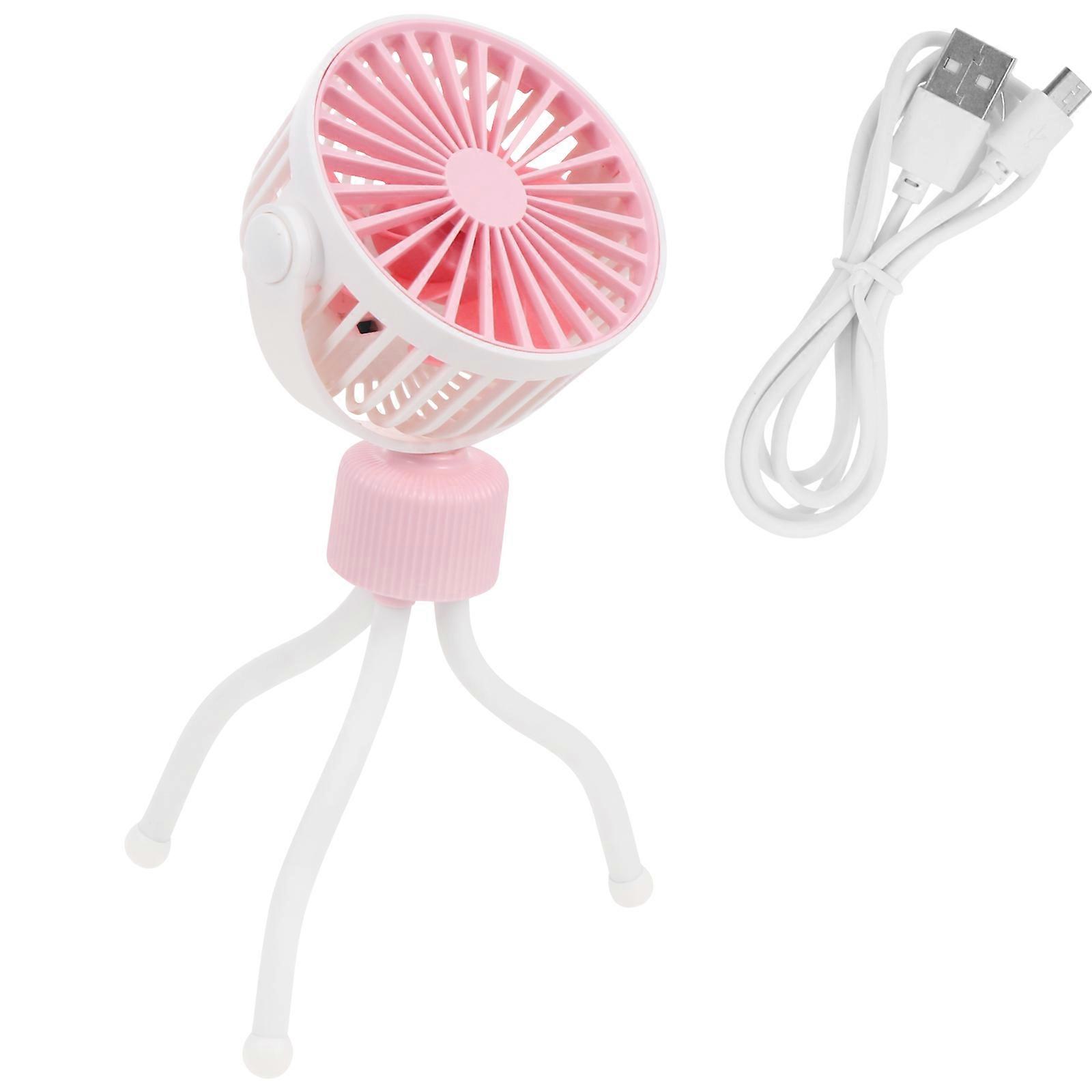 Portable Mini Handheld Fan Flexible Tripod Fan For Parents Pink 1Set USB Charging