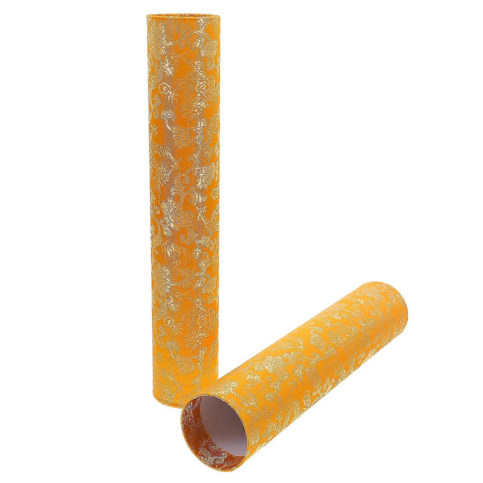 Durable Calligraphy Scroll Storage Box with Elegant Brocade Packaging for Artworks and Various Scrolls