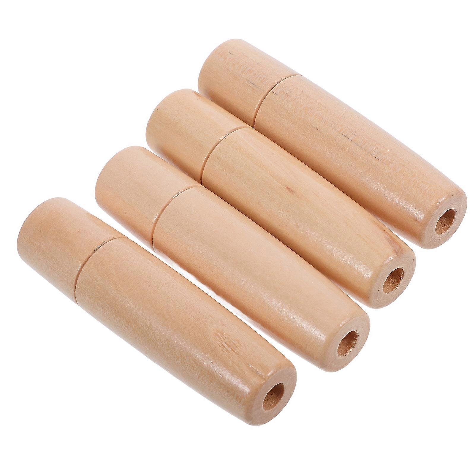 4pcs Replacement Wooden BBQ Brush Handles, Ergonomic Polished Grill Tool Replacement, Secure Grip, Lightweight Portable for Barbecue Brushes and