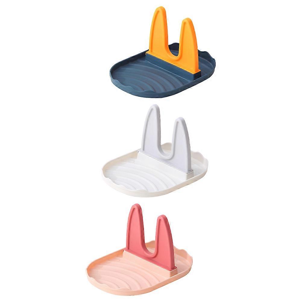 Assorted Color MultiFunction Lid Stand and Spoon Holder Polypropylene Kitchen Accessory for Storage Use 3Pcs