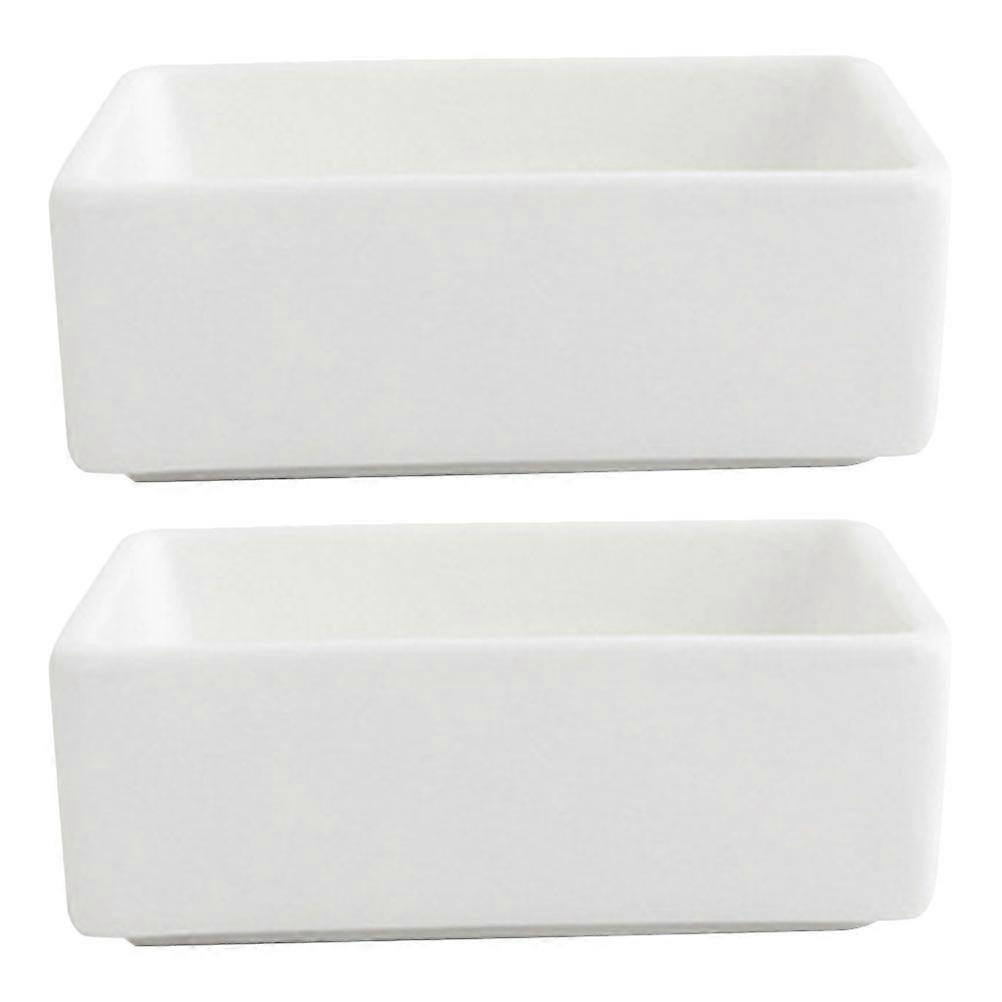 Soy Sauce Dish Ceramic Square Bowls for Baking 2Pcs White Small Plates