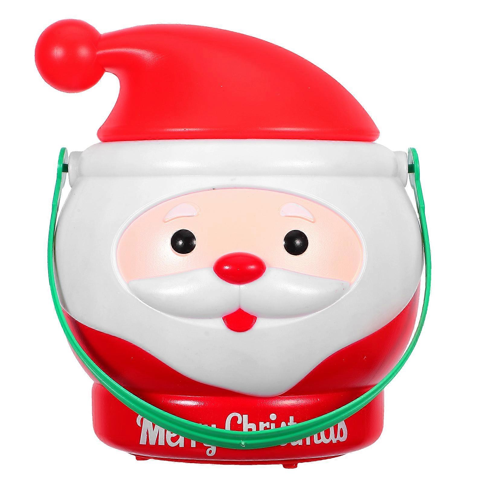 LED Santa Themed Candy Bucket for Home Decor Multi Light Up Christmas Pails Size Ideal for Tabletop