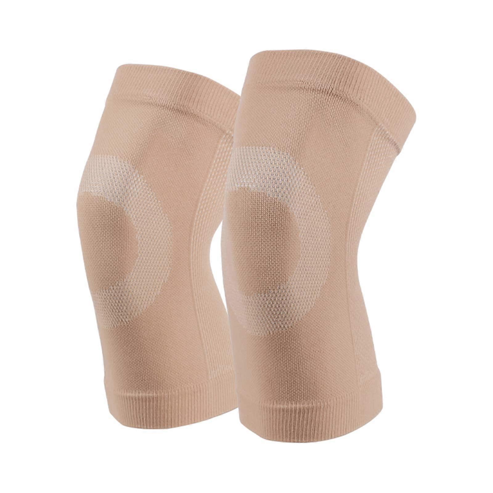 Knee Support Elastic 1 Pair for Arthritis, ACL, Injury Recovery, Sports (M, Beige)