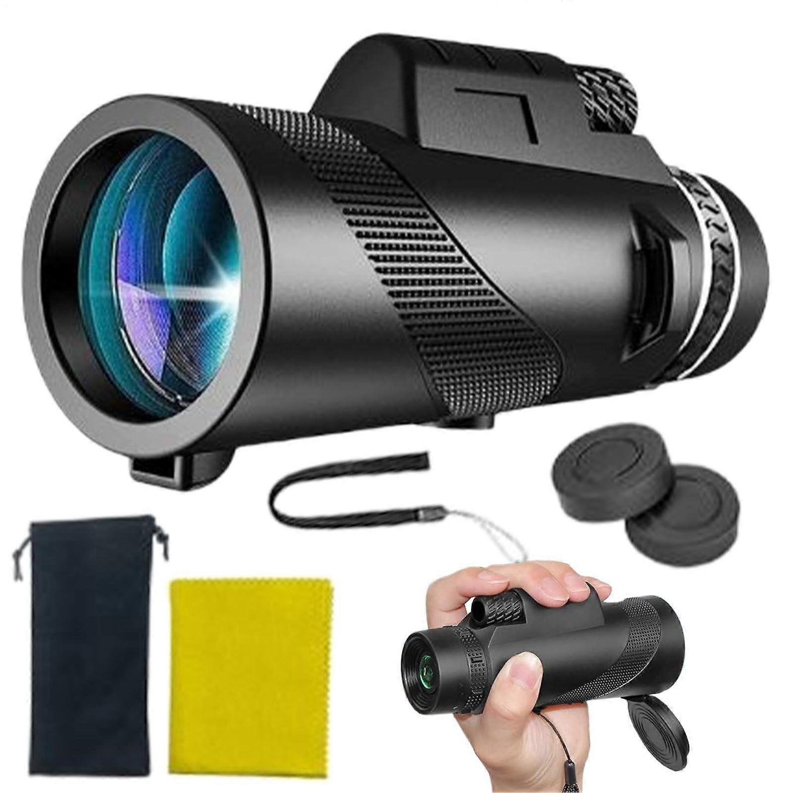 Monocular Telescope, Quality for Adults Handheld, 80x Magnification for Bird Watching, Stargazing, Black