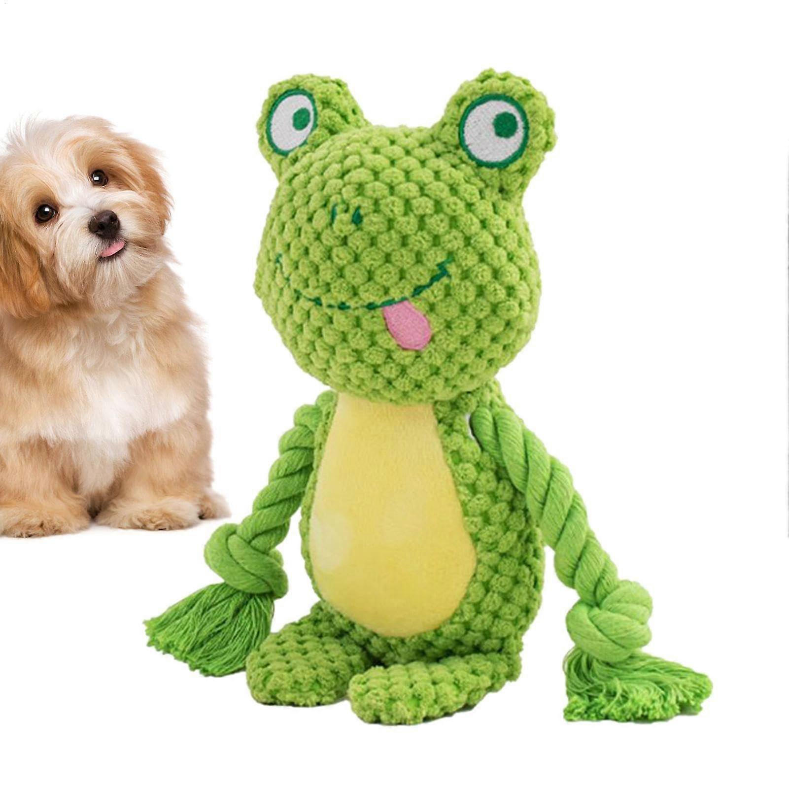 Squeaky Dog Toys Rope Teething Doll For Puppies, Fox Elephant Frog Shapes, Interactive Chew Toy For Aggressive Chewers