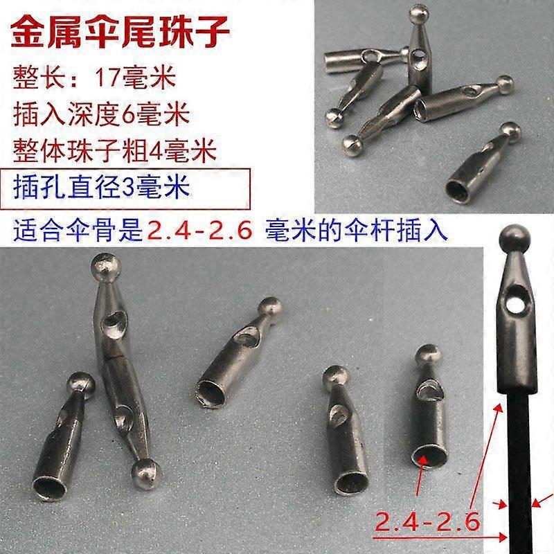 10stk udskiftning paraply perler: 2,8 mm hul metal spidser stang toppe tip universal hale perle reparation dele til DIY vedligeholdelse
