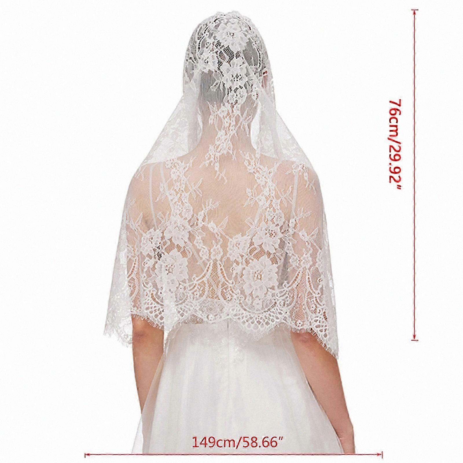 Floral Lace Head Cover Κασκόλ για καθολικές τελετές και λατρεία Λευκό πέπλο Mantilla