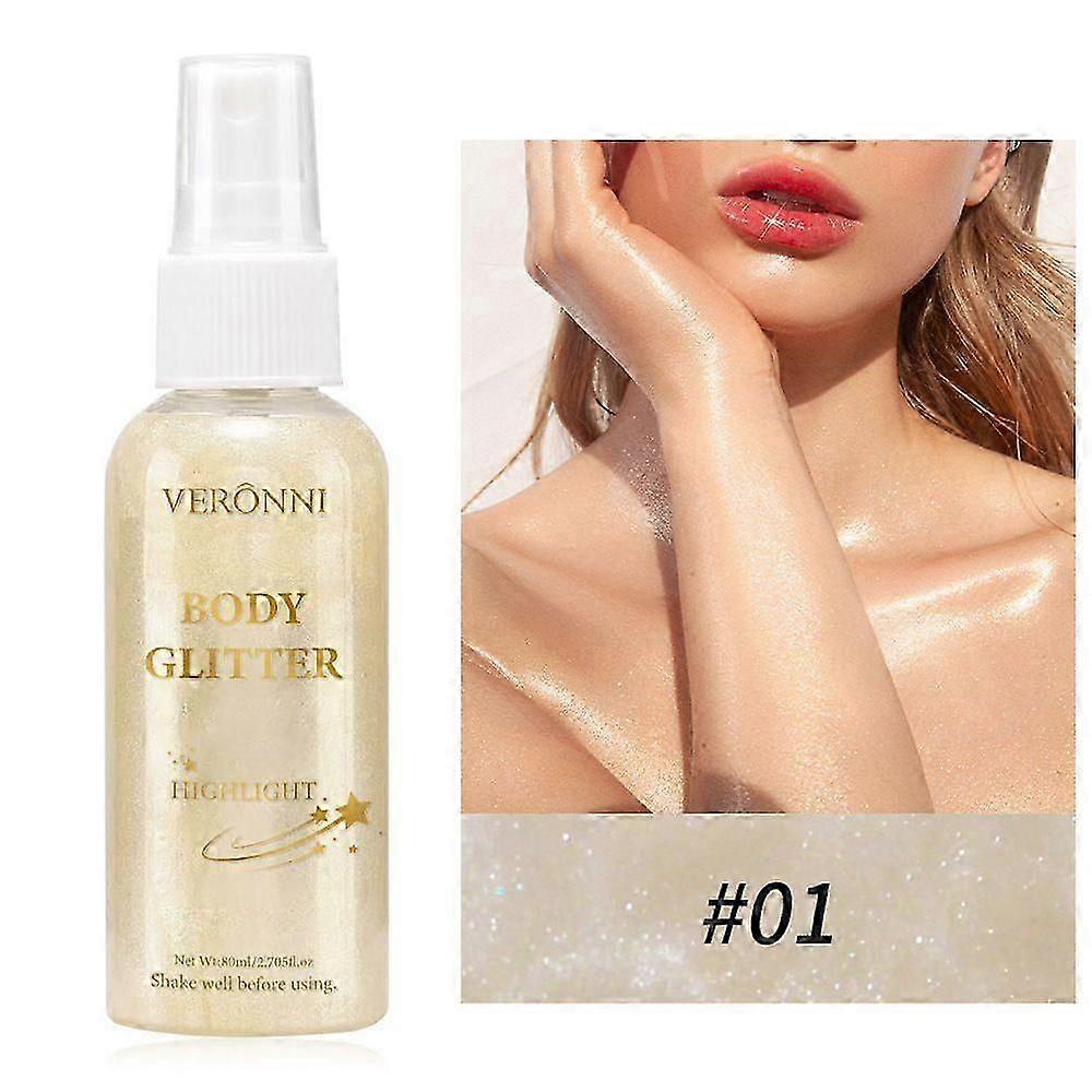 Body Glitter Spray, Body Glow, Liquid Highlighter, Waterproof Quick Dry Body Shimmer Spray, Moisturizing Shimmer Body Oil, Non-Sticky Highlighter Make