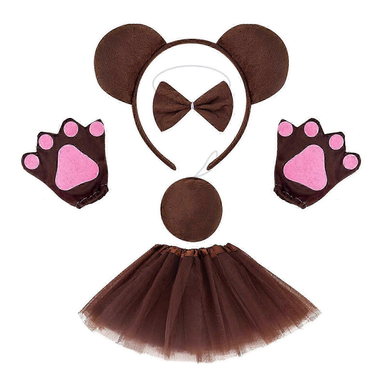 クマの耳のヘアフープコスチュームアクセサリー動物の帽子メイクアップ装飾かわいいぬいぐるみのクマのヘアバンドハロウィーンヘッドバンドコットンコーヒーの耳thSZRH A-D