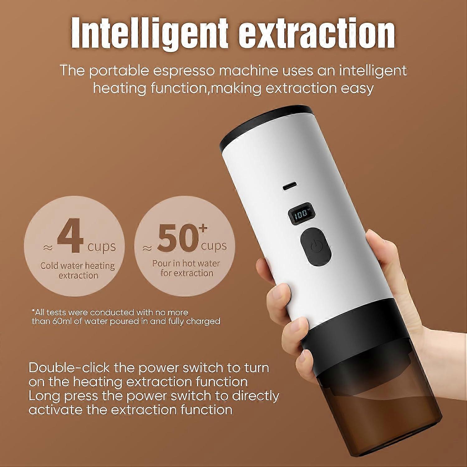 90ml Water Tank 12V Rechargeable Espresso Machine USB Capsule Espresso Machine 3-in-1 Portable Coffee Maker 72W Portable Coffee Maker
