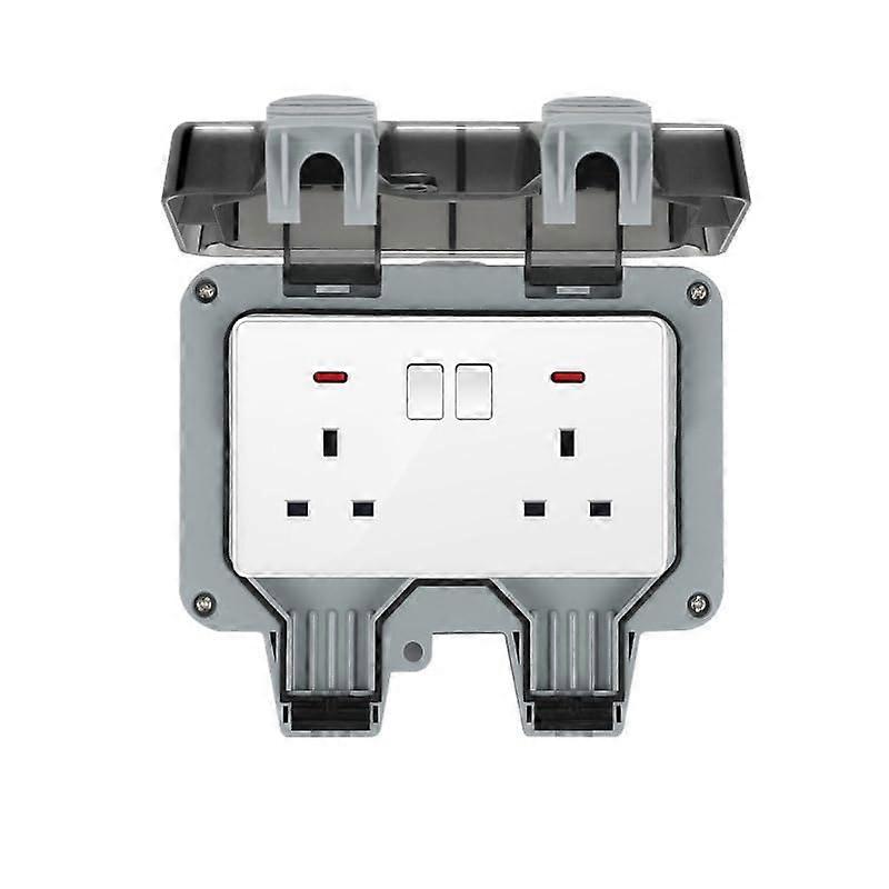 Electrical Double Weatherproof Outdoor Switched Power Socket, IP66 Rated, 13 Amp WPS213 Grey Ref: 6468