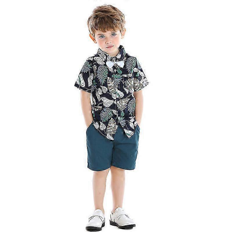 Boys print short-sleeved shorts two-piece set