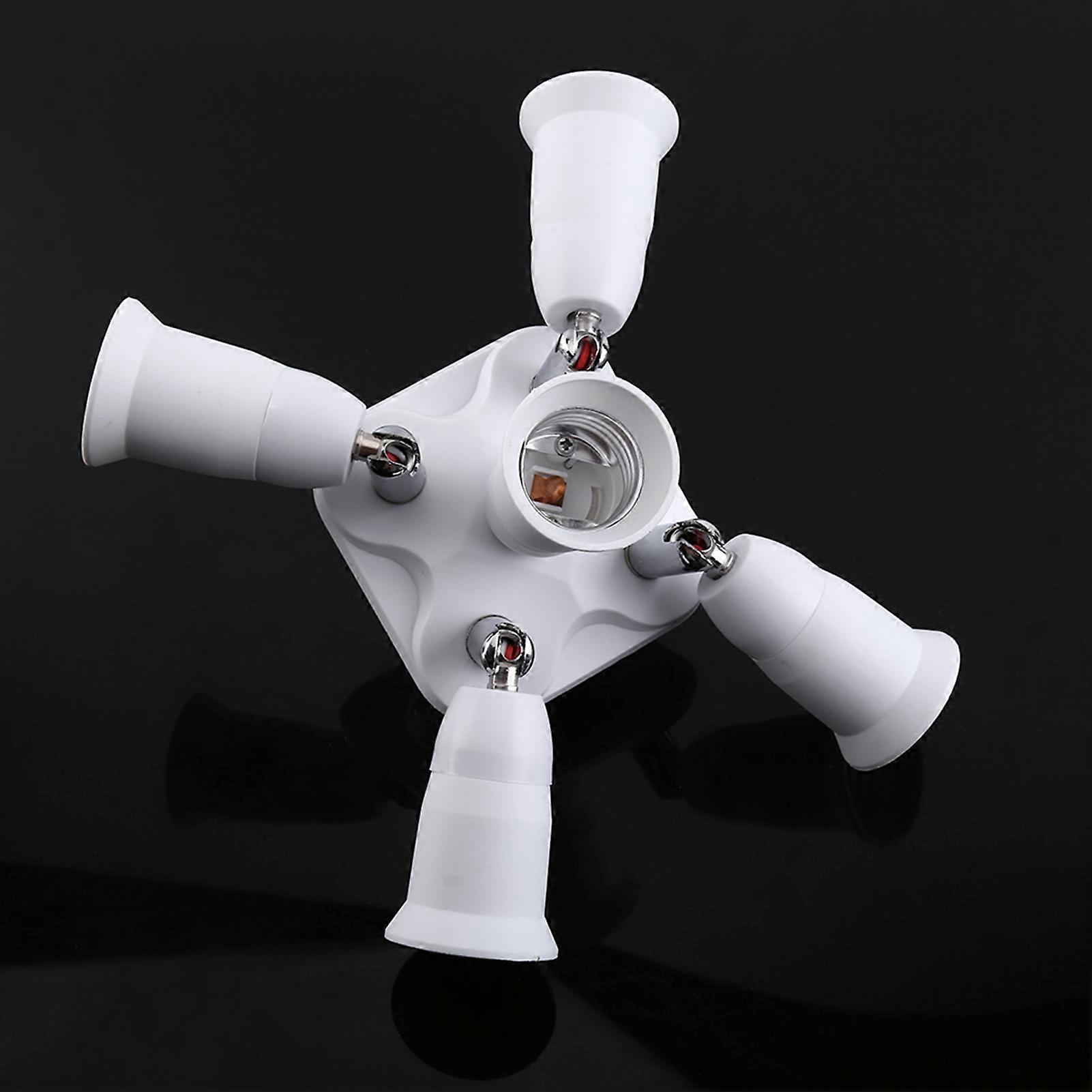 5 in 1 Adjustable E27 Base Light Socket Adapter Holder White
