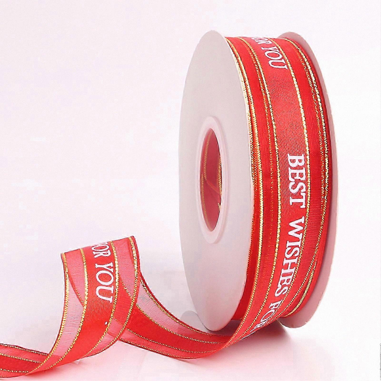 Vivid Color Gift Ribbon for Birthday Box Wrapping with Letter Design Wide Usage Fade-Resistant Decoration Ribbon