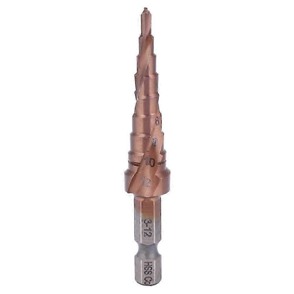 Step Drill Bit Multifunctional Cobalt Coating High Speed Steel Hex Shank Hole Opening Tool3-12