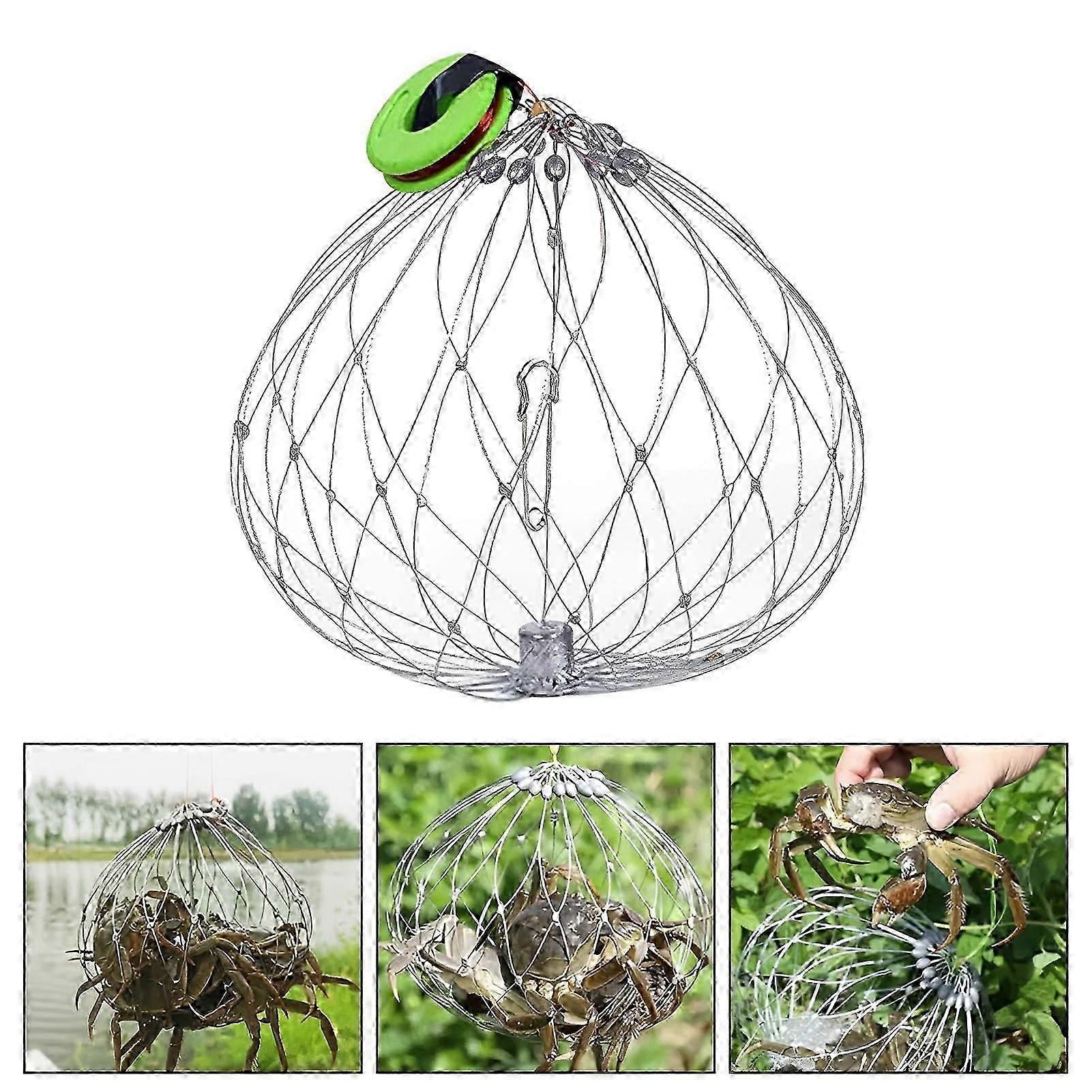 Rostfritt stål Krabba Fiskeburar Automatisk Öppen Stängning Krabba Fälla Drop Net Lämplig För Utomhusfiske Tillbehör