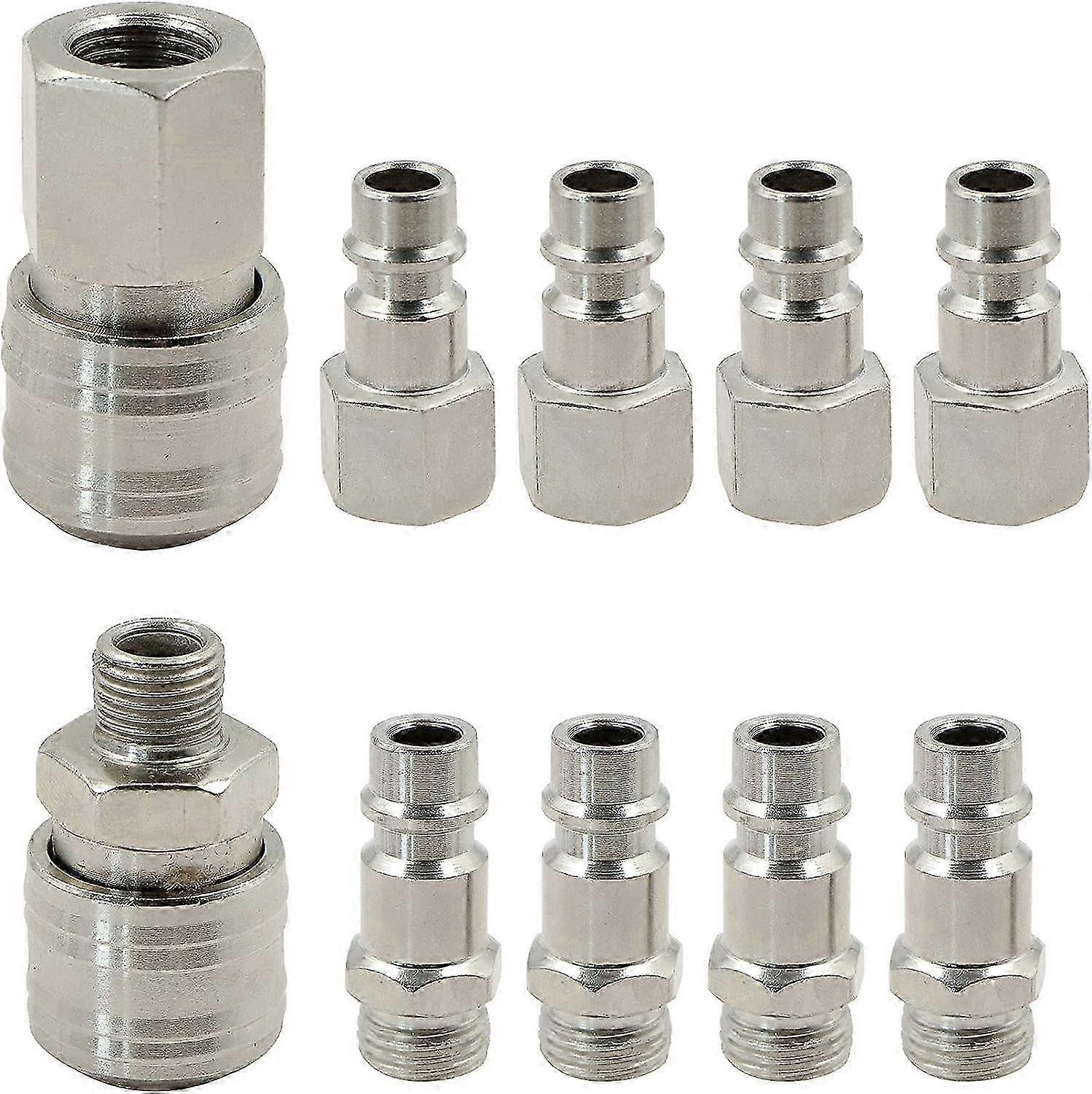 Compressed Air Coupler 1/4" Quick Coupler 10Pcs Euro Compressed Air Coupler Hose @-4