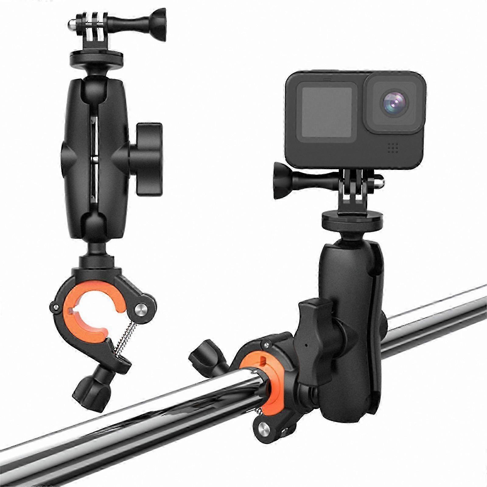Universal Adjustable Mount for 360 Action Cameras on Motorcycle Handlebars
