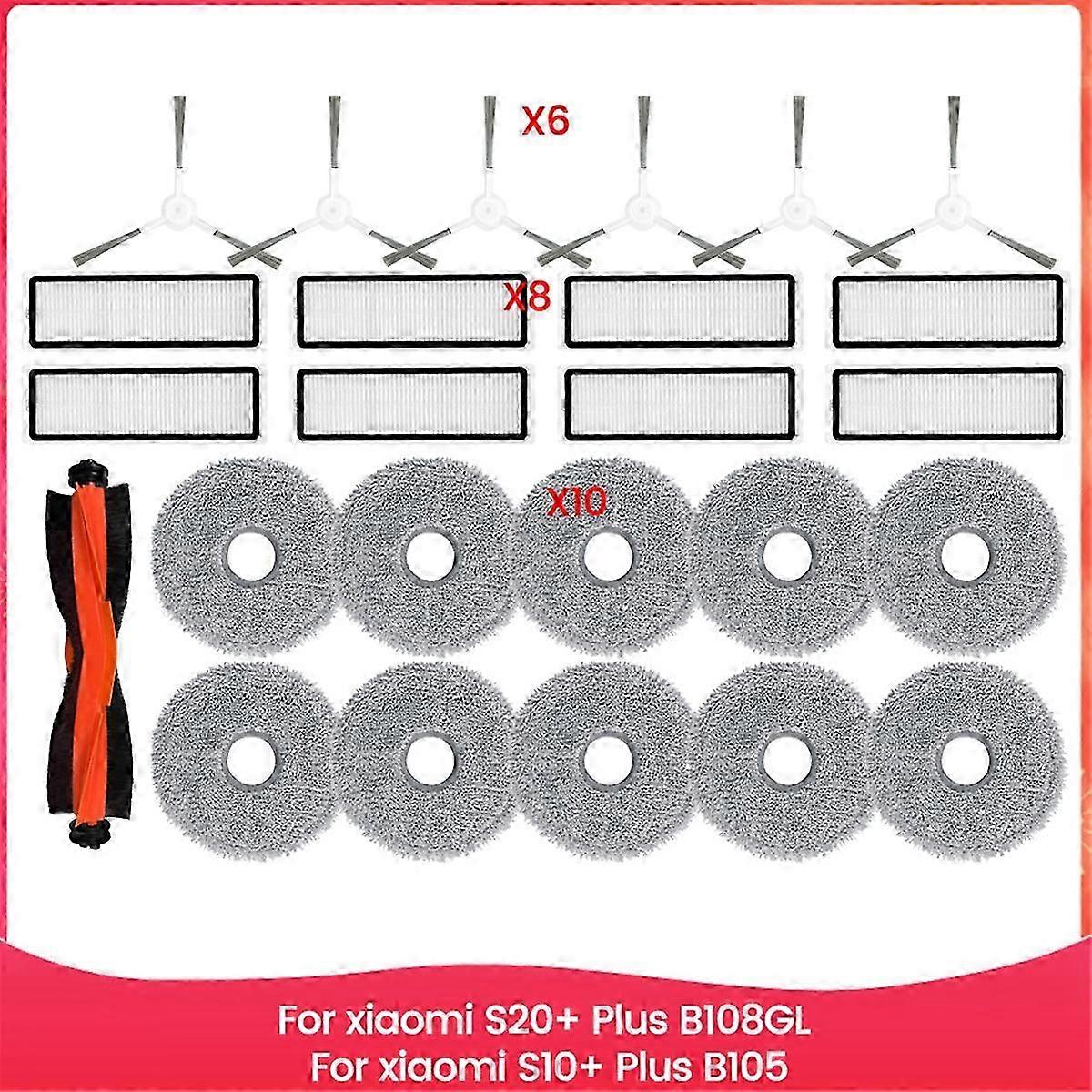 Suitable for Xiaomi S20+ S10+ Robot Vacuum Parts: Main Roller, Side Brush, HEPA Filter