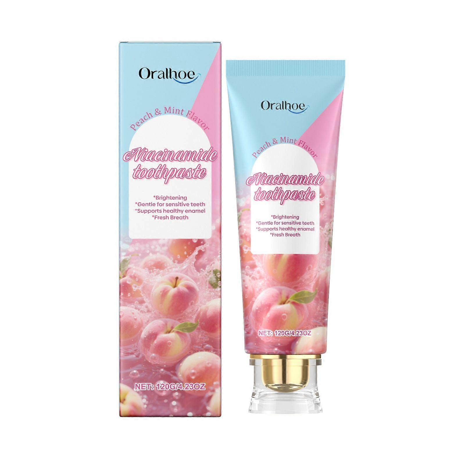 ナイアシンアミドホワイトニング歯磨き粉、トリプルホワイトプロバイオティクスホワイトニング歯磨き粉、フッ化物フリー|感度緩和 |フレッシュブレス&シミ抜き |サク