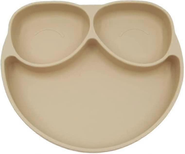 Baby Suction Bowl Silicone Divided Dinner Plate Infant Learning Fee...