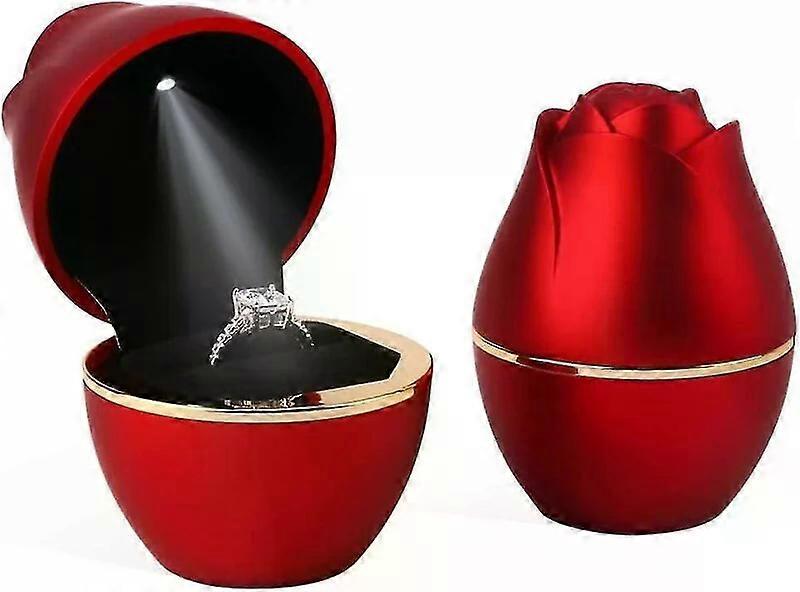 7.3X5.5cm LED rose-shaped ring box with a brilliant light when opened