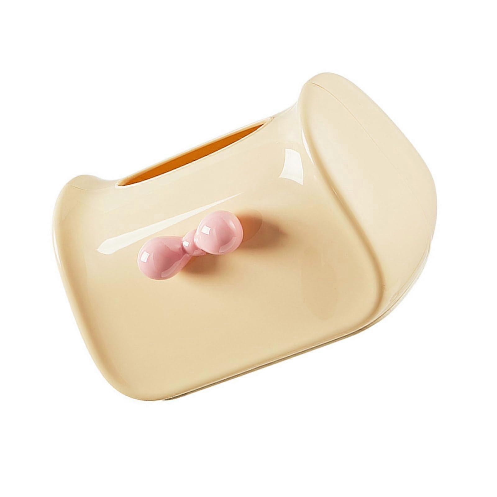 Elegant Bowknot Square Tissue Holder Yellow Tissue Box Dispenser With Bowknot Design For Bedroom Decor