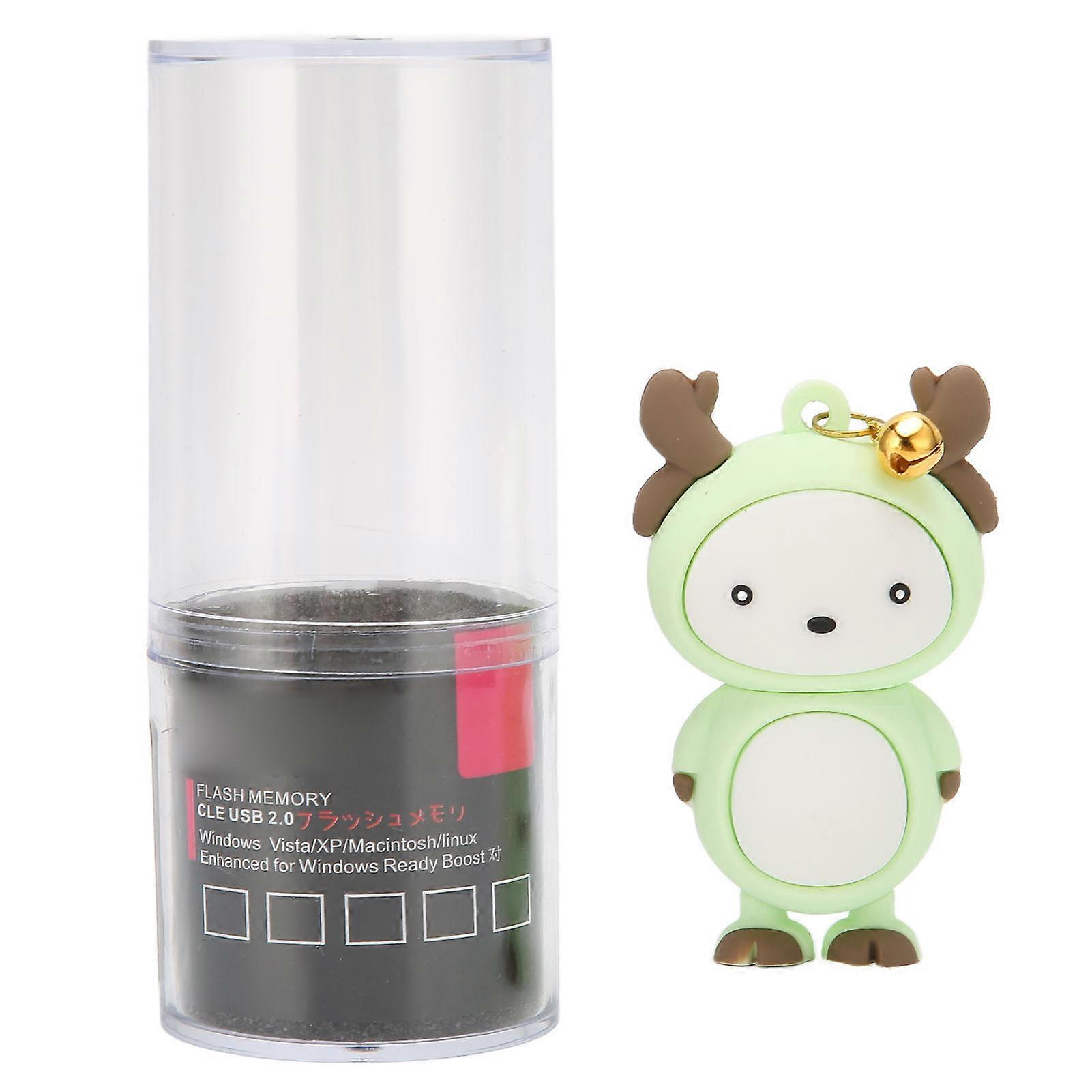 Cute Cartoon Style 16GB U Disk USB2.0 Memory Stick Vibration Resistant Light Green