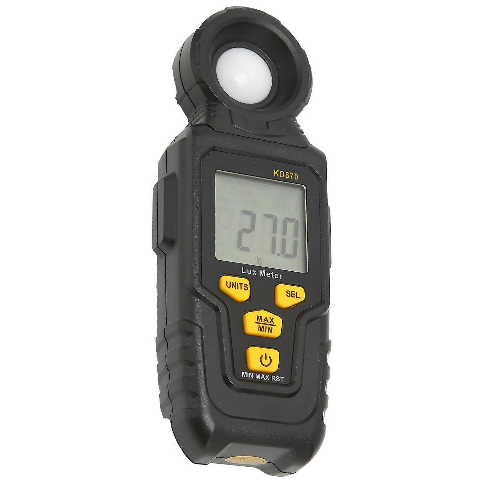 KD870 LCD Digital Handheld Illuminometer, 0-200K Lx, Black