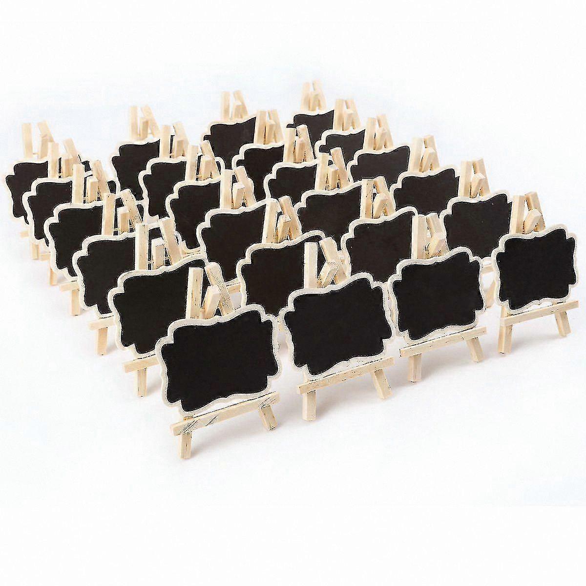 24 Pieces Mini Wooden Blackboard Message Cards Rectangular Memo Labels Table Signs