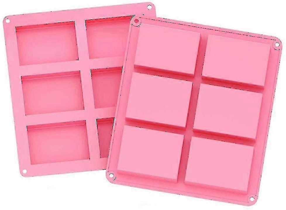 Silicone Mold, 2 Pcs Soap Mold 6-cavity Rectangular Silicone Soap Mold For Soap Making Muffin Cupcake Chocolate Biscuit Diy Homemade Craftspink