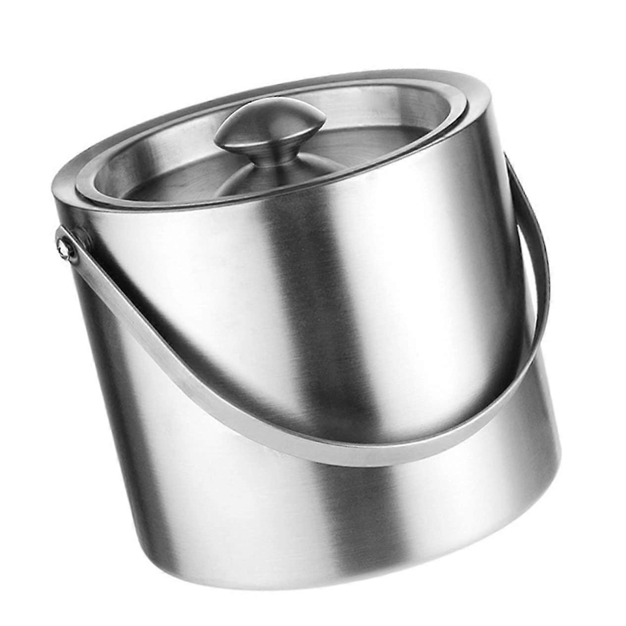 Stainless Steel Ice Bucket With Lid, Snack Container, Spittoon Style, Party Ice Bucket, Silver