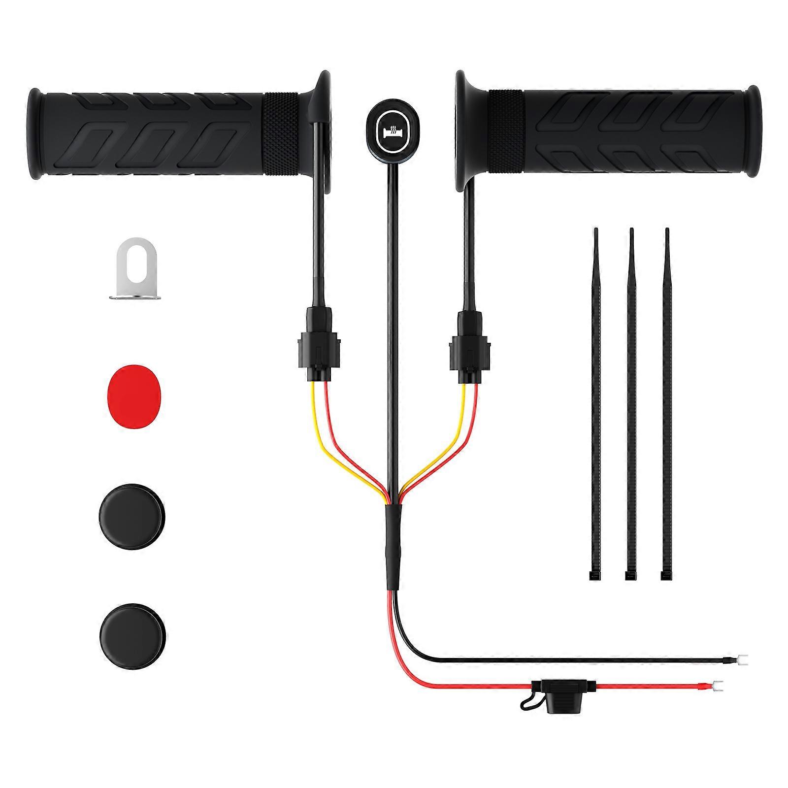 Heating Handlebar System 6 Preset Temperature Settings 12V Motorcycle Heated Grips for 22mm 7/8'' Handlebar Multicolor