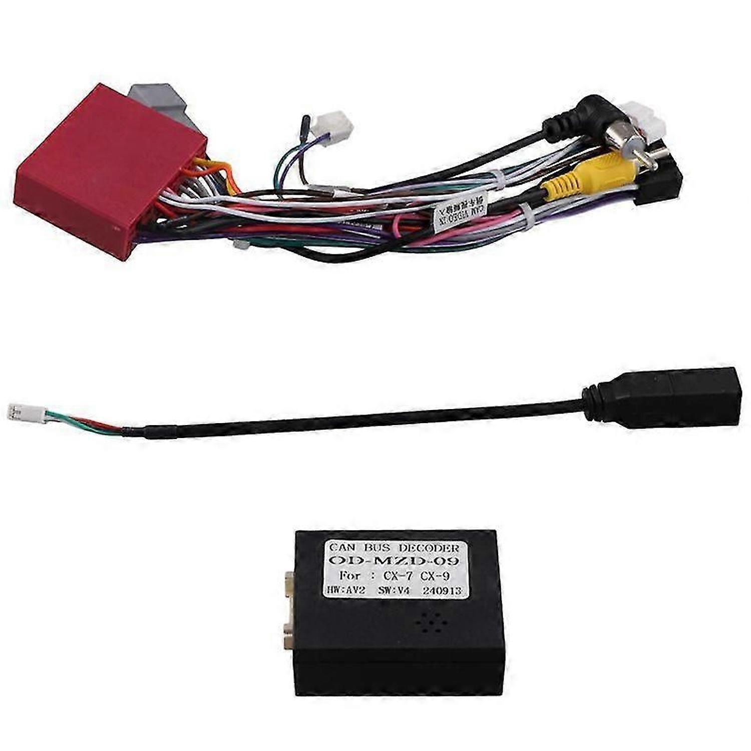 16pin Wiring Harness Canbus Decoder Box Adapter for -7 -9 CX7 CX9 Android Stereo