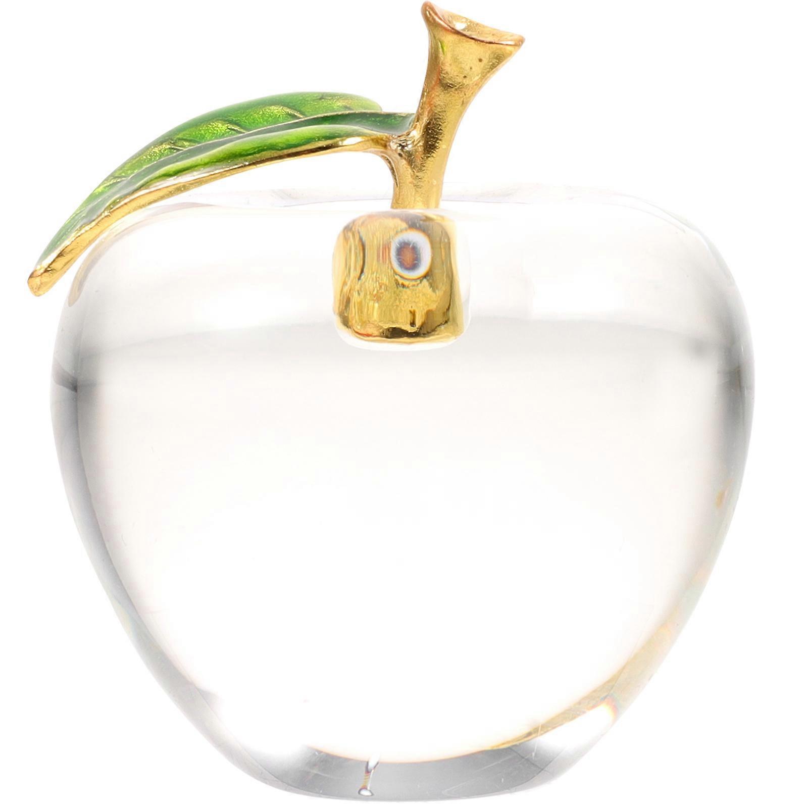 Transparent Crystal Apple Decoration for Desktop with 3Pcs Ornament Set