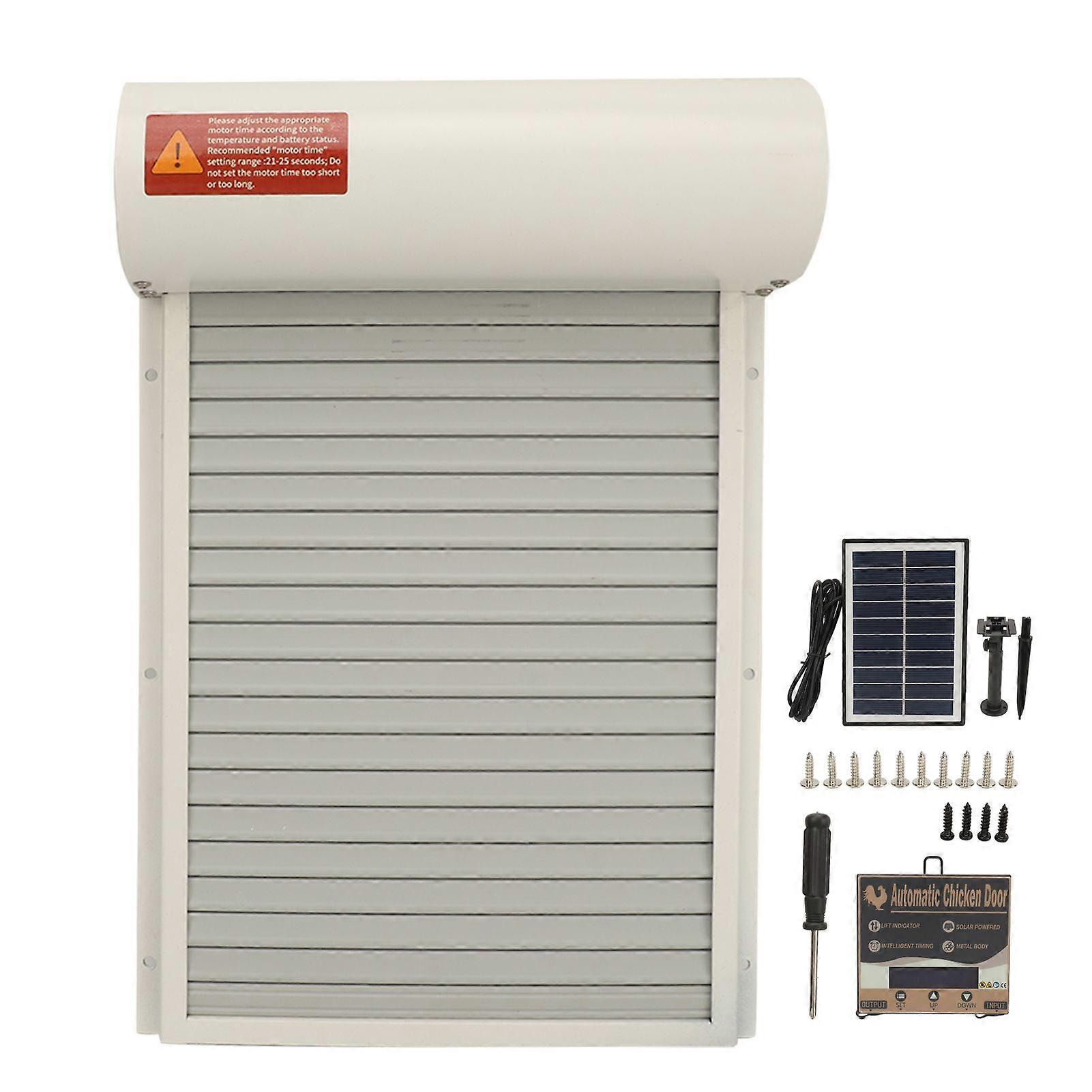 Porte de poulailler automatique Ouvre-porte de poulailler automatique à énergie solaire avec minuterie pour équipement de sécurité de ferme d’oie de canard blanc