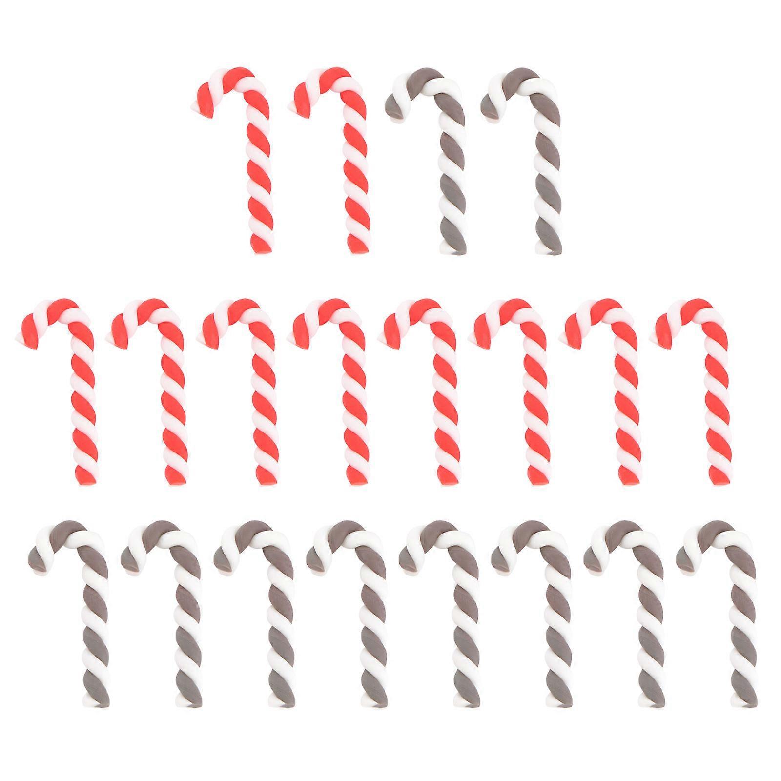 Mini Cane Shaped Decor Diy Accessory for Christmas Family Gathering Red Soft Clay for Parent-Child Interaction Tool 20Set