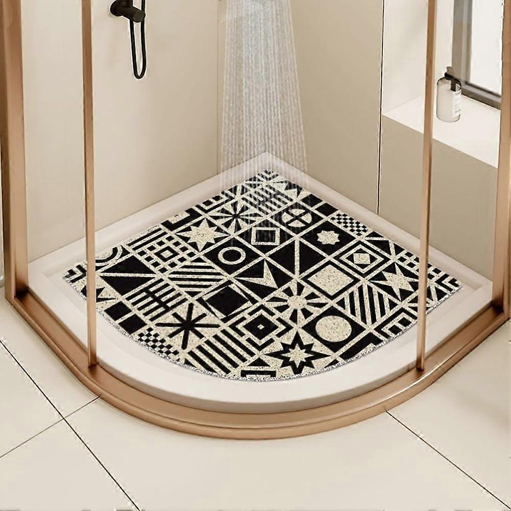 Corner Shower Mat 60x60cm Black NonSlip AntiMould Quadrant Loofah Bath Mat For Inside Shower With Drain