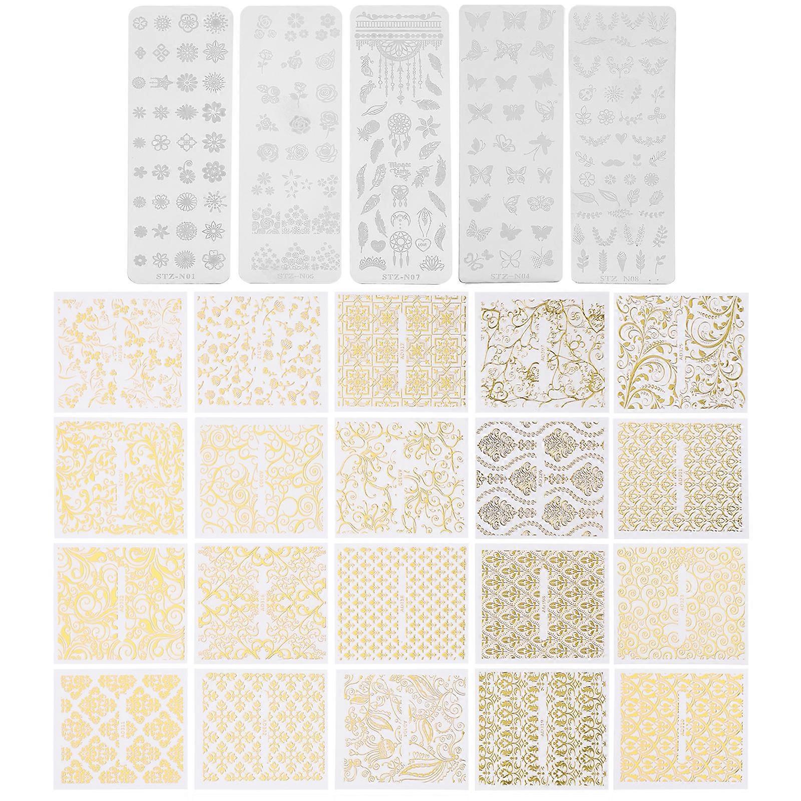 Nail Art Manicure Steel Plate for Party Assorted Color with Nail Art Creation 5Set